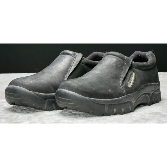 Roper Performance Black Leather Slip On Work Safety Shoes Mens Size 9